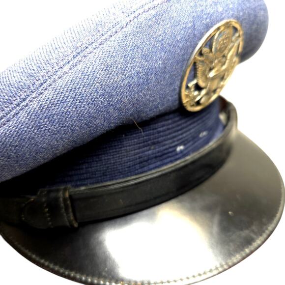 Vintage 1968 Vietnam US Army Wool Service Cap Hat War Serge Blue Type II - Picture 3 of 12